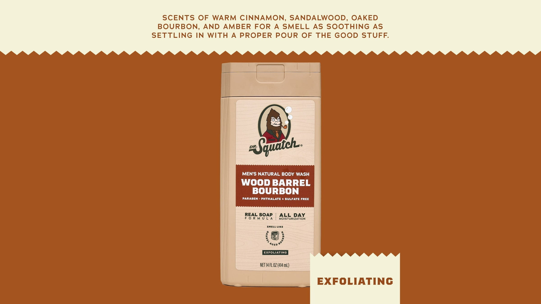 14 oz Wood Barrel Bourbon Exfoliating Body Wash - Bright Scent