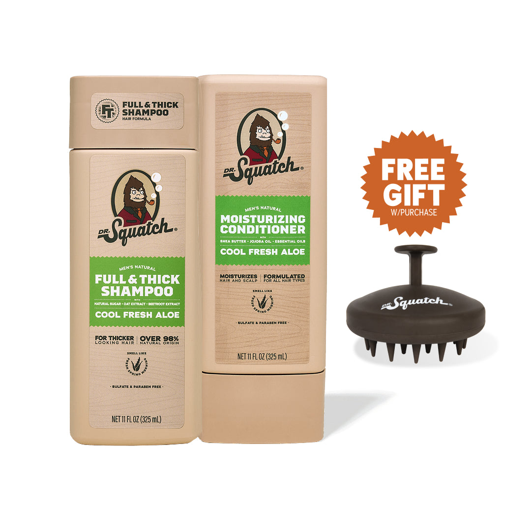 Dr. Squatch Hair Care Kit + Free Scalp Scrubber | Full & Thick Shampoo | Moisturizing Conditioner | Natural Products for Men - Fresh Pair