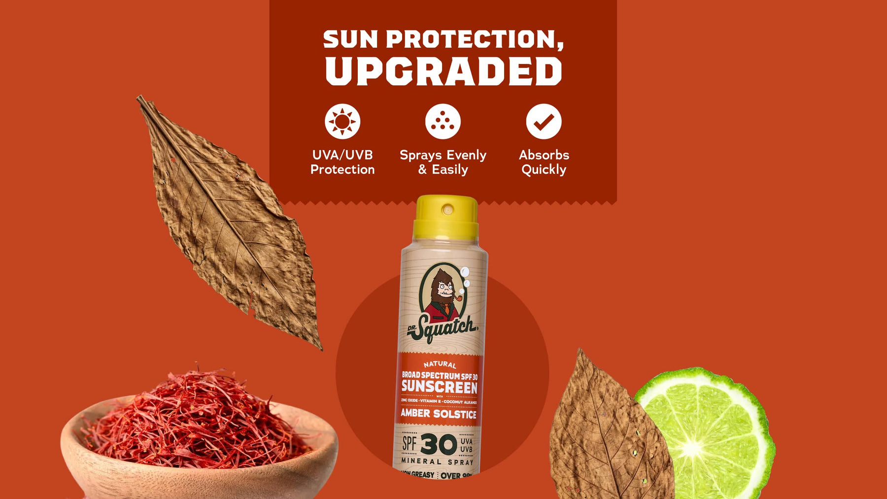 Dr. Squatch Spray | SPF 30 UVA/UVB Protection | Non-Greasy Mineral Sunscreen for Men - Daily Clean